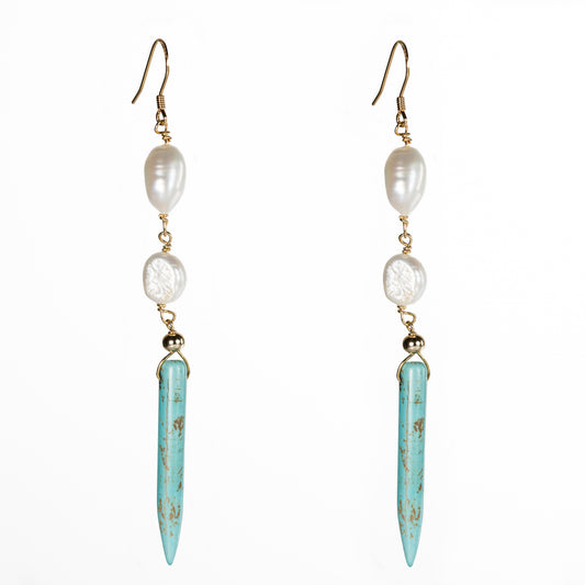 Bombom Heat Australia Turquoise and Pearl Earrings