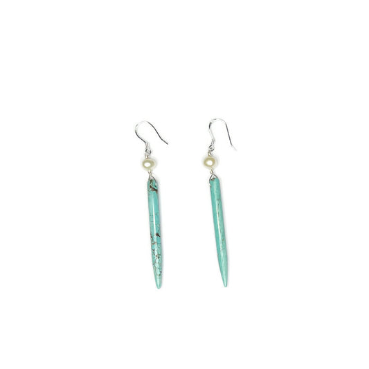Bombom Heat Australia Turquoise and Single Pearl Earrings