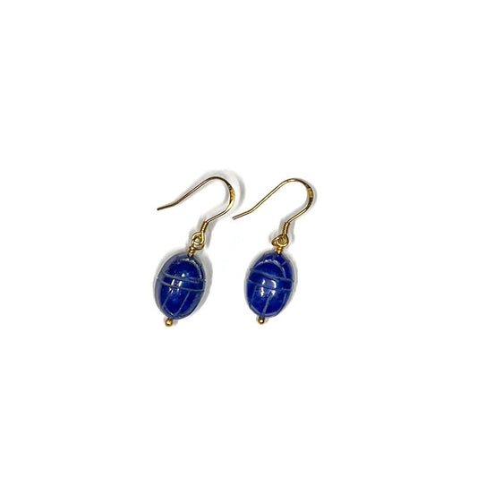 Bombom Ra Scarab Lapis Lazuli Earrings